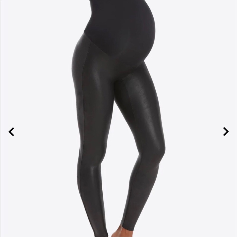 SPANX Black Maternity Leggings faux leather XL